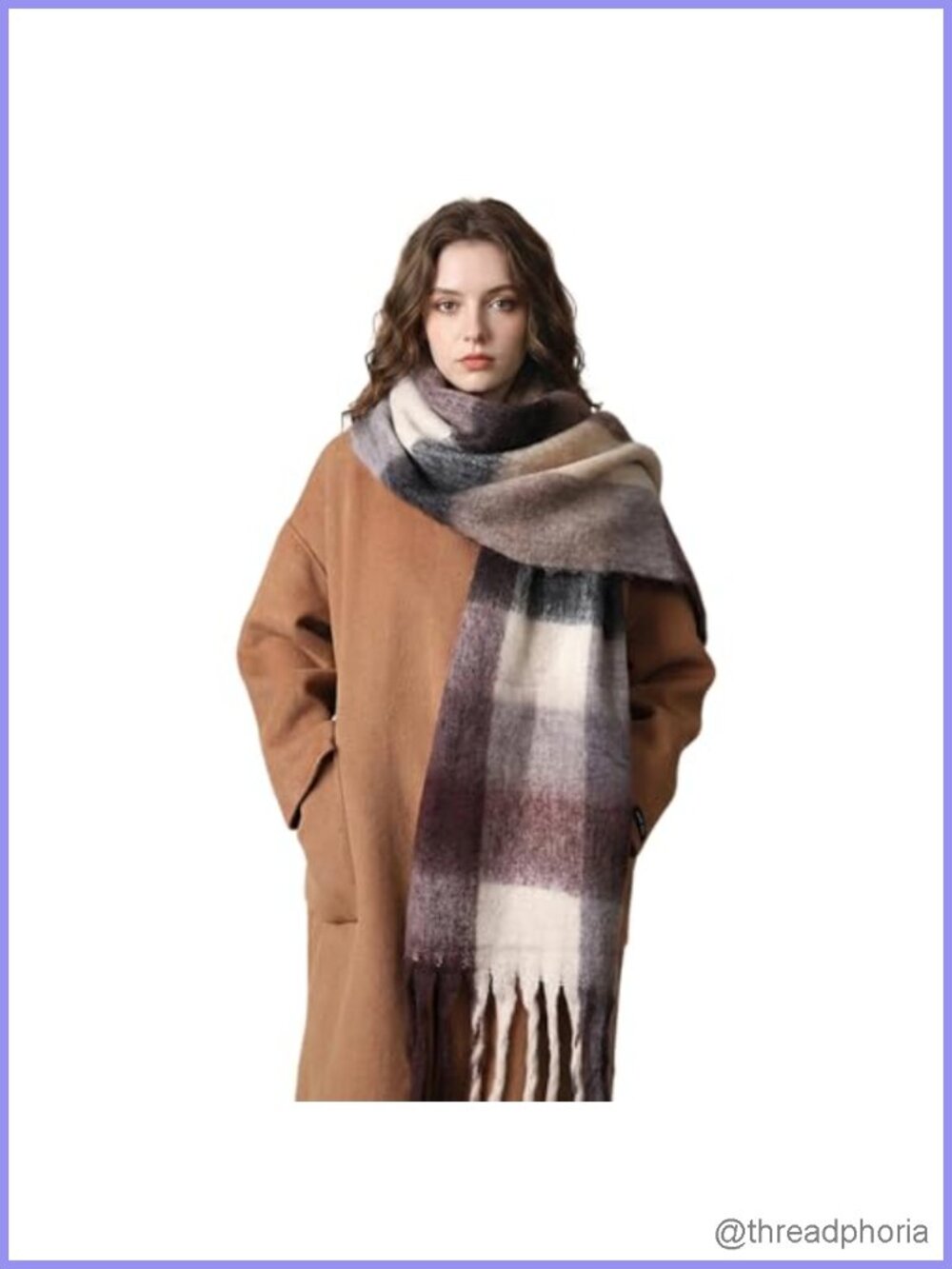 Chunky Oversized Checkered Winter Scarf Blanket Wrap